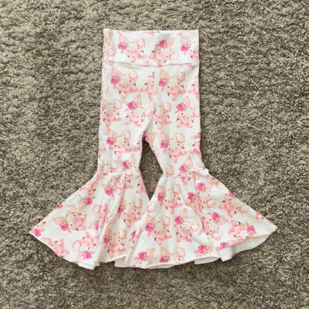 Floral Pink Kids Bell-Bottom Pants